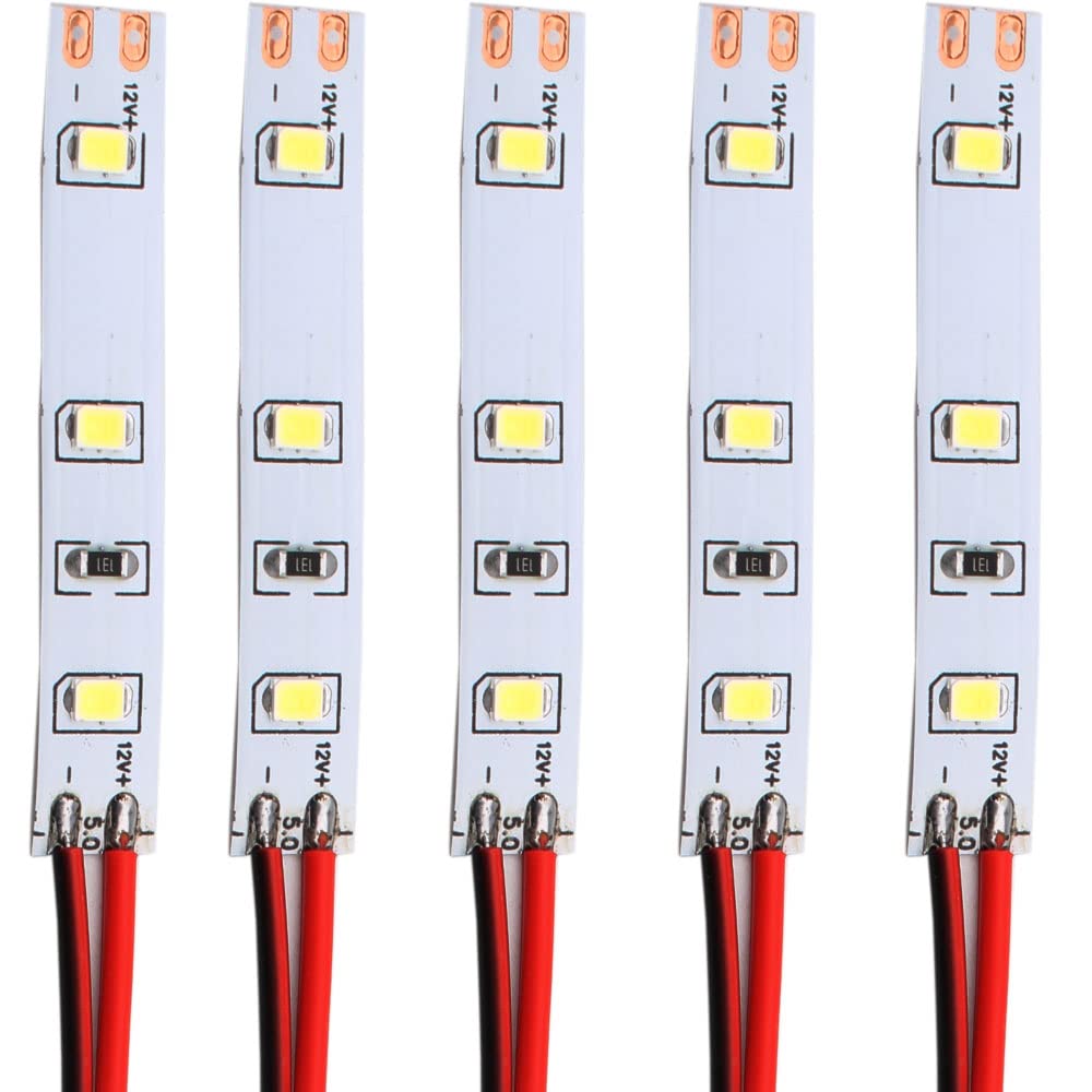 RUNCCI-YUN 5pcs 12V ~ 18V SMD 3-LED model railway led lighting,model train lights for lego led lights n gauge model railways oo gauge lights model train lights 10cm (Length)（white light）