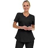 MediChic Scrubs Women's V-Neck Notch Fashion Stretch Scrub Top with Two Pockets, Flex Easy Care Fabric