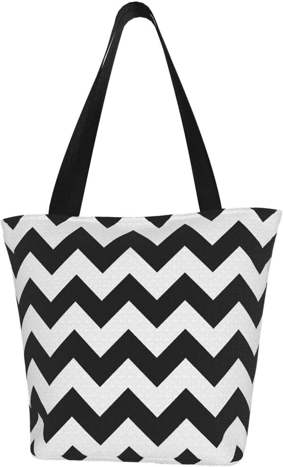 Black And White Medium Chevron Canvas Tote Bag Small Women