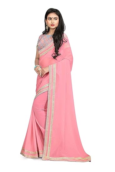 Womens Georgette Anarkali Saree (YF-0009, Peach)