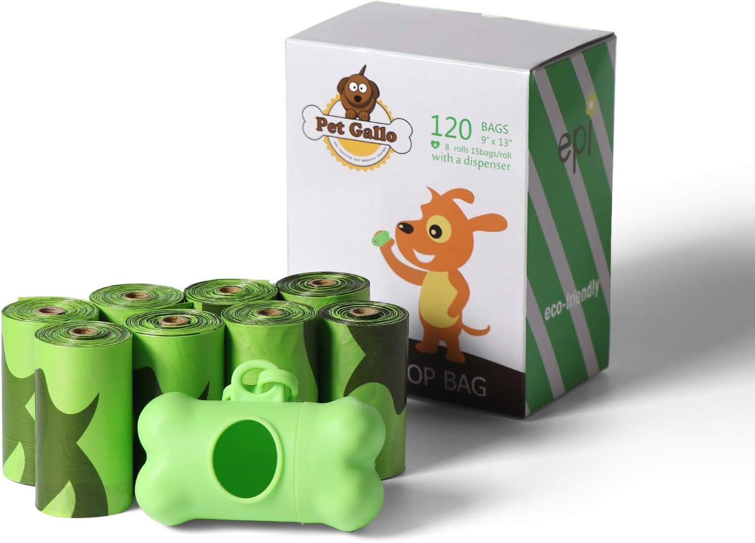 METACYL pet gallo Poop Bags for Dog Waste Disposal - 8 Rolls of Scented, Eco-Friendly, Biodegradable Doggy Mess Bags. Easy to Detach and Open - Plus Free Bone Dispenser - Clean Hands Every Time.