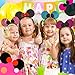 Flexible Minnie Mouse Ears - Perfect Glitter Headbands for Costume Accessories and Boys Girls Kids Party - Pack of 6, Solid Black and Red Bow