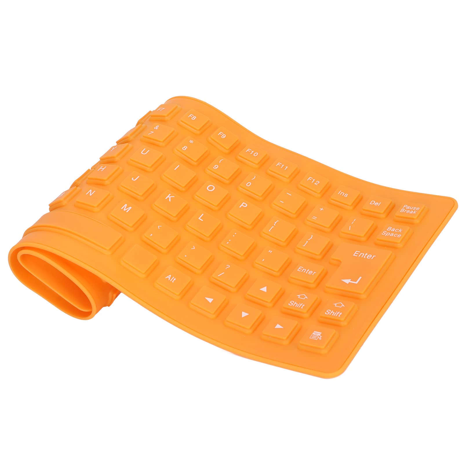 Topiky Foldable Flexible Gaming Keyboard, Slim USB Mute, 85 Keys, Roll-up Silent Soft, USB Wired, for PC Notebook Laptop (Orange)