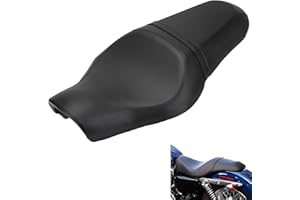DgNeLai Motorcycle 2-Up Driver Passenger Seats Front Rear Sportster Seat Cushion Pad Black Leather Replacement for Harley Davidson Sportster Iron 883 1200 48 72 XL XR Custom 2004-Up