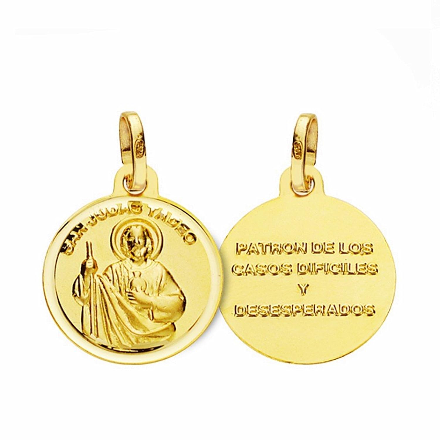 Medalla oro k San Judas Tadeo mm lisa bisel AA