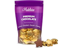 THE MADELAINE CHOCOLATE COMPANY Madelaine Chocolate Gold Stars - Mothers Day Gift for Mom - 24 Milk Chocolate Candy Individually Wrapped In Gold Foil for Mothers Day Decorations (1/2 LB)