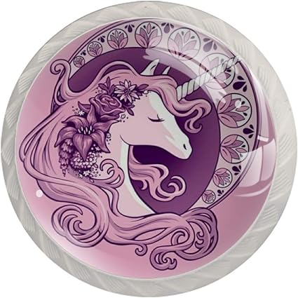 Perilla de Muebles Unicornio Luna Púrpura Pomo de Armario Impresión 3d