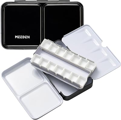 MEEDEN Watercolour Tin Case with 12 Half Pans, Sturdy & Reusable