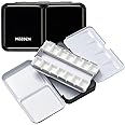 MEEDEN Empty Watercolor Paint Palette: Travel Water Color Palette Tin with 12 Half Pans - Portable Metal Palette Tin Box (Black)