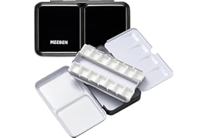 MEEDEN Empty Watercolor Paint Palette: Travel Water Color Palette Tin with 12 Half Pans - Portable Metal Palette Tin Box (Black)