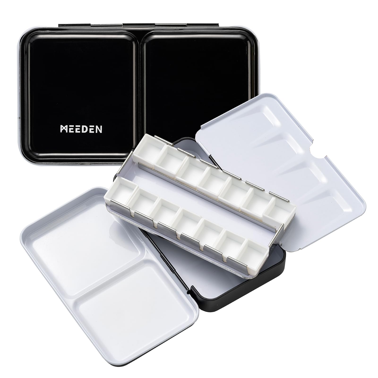MEEDEN Empty Watercolour Tin Paint Case with 12 Pcs Half Pans