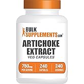 BulkSupplements.com Artichoke Extract Capsules - Artichoke Extract for Liver Support, Herbal Supplement - Vegan & Gluten Free, 1 Capsule per Serving (750mg), 240 Veg Capsules (Pack of 1)