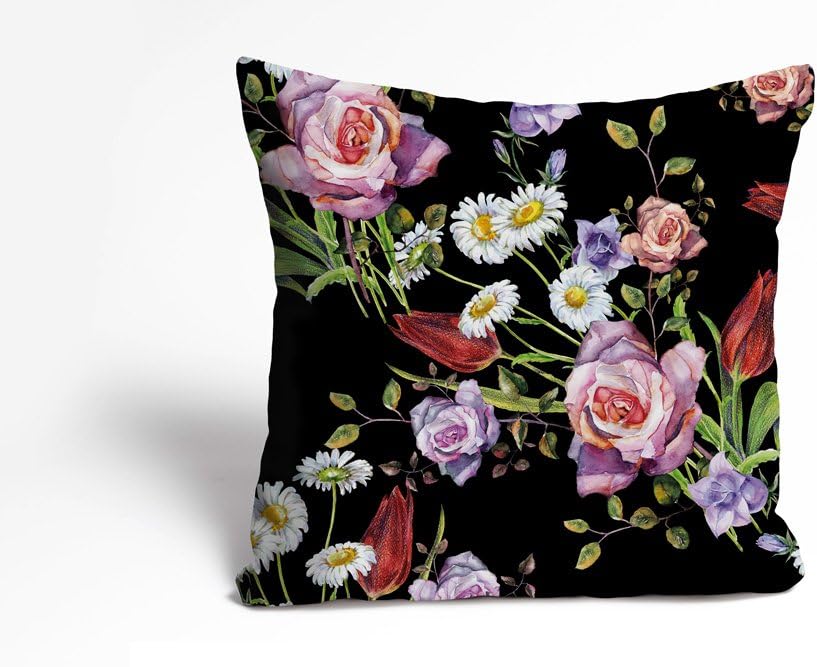 'Designer Cushion Cover Carla with Digital Print/Decorative Cushion Cover with Zip/Dream Cushion | Cushion | Decorative | Cocktail Cushion | Cushion | Case | Cover | Pillo Baby | (50x50 cm), black, 40x40 cm