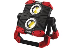 NEBO OMNI 2K Rechargeable Work Light | 2000 Lumens COB, 6 Light Modes, Rotating Magnetic Handles, Built-In Power Bank, Water Resistant, Portable Camping Lantern, Includes USB-C Charging Cable