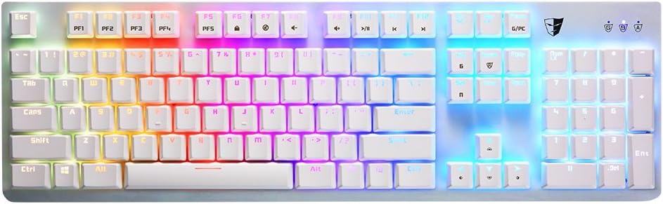 Tesoro Gram Spectrum Low Profile G11SFL Blue Mechanical Switch Single Individual Per Key Full Color RGB LED Backlit Illuminated Mechanical White Gaming Keyboard TS-G11SFL W (BL)