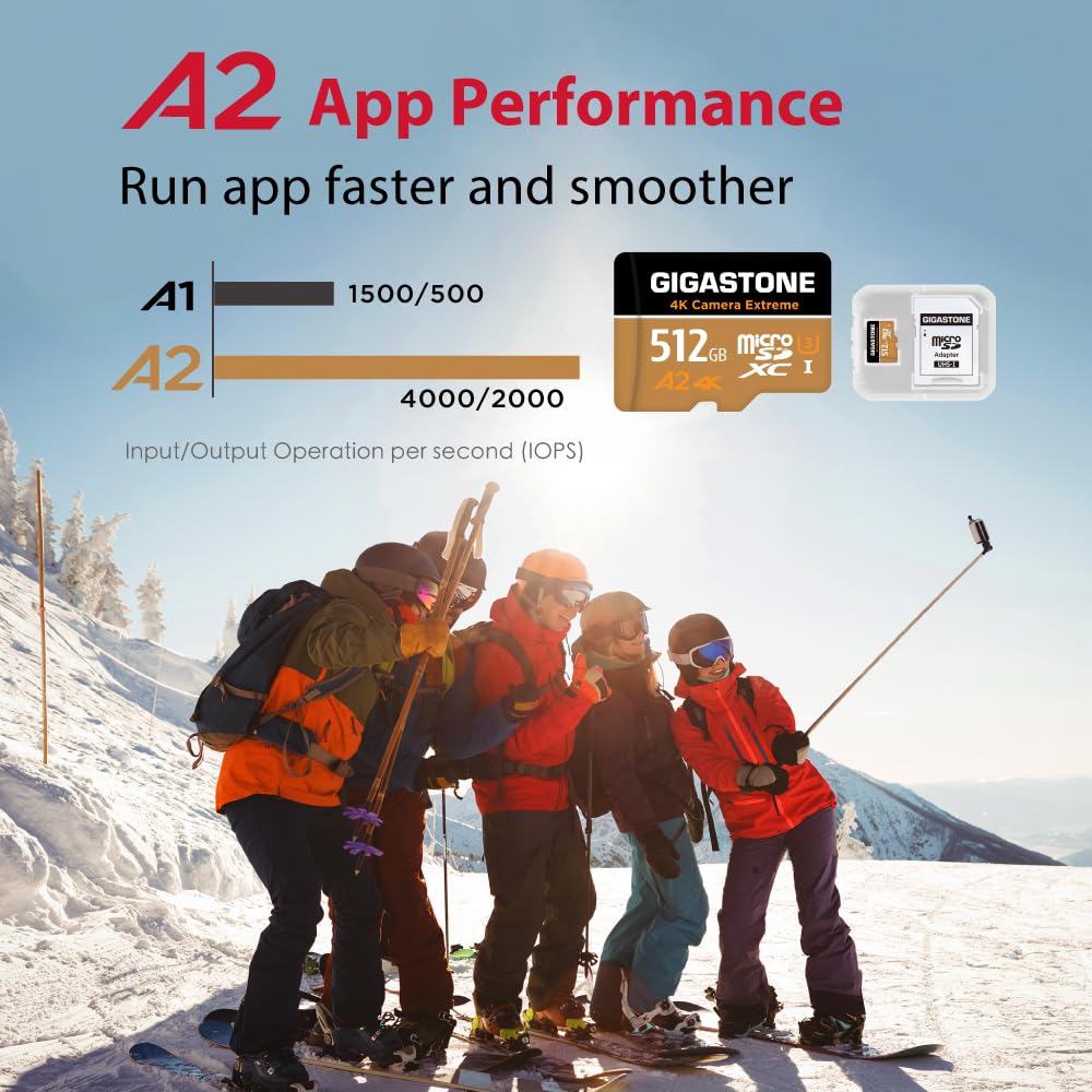 [5-Yrs Free Data Recovery] GIGASTONE 512GB Micro SD Card, 4K Camera Extreme, MicroSDXC Memory Card for GoPro, Action Camera, DJI, UHD Video, Speed up to 100 MB/s, UHS-I U3 A2 V30 C10