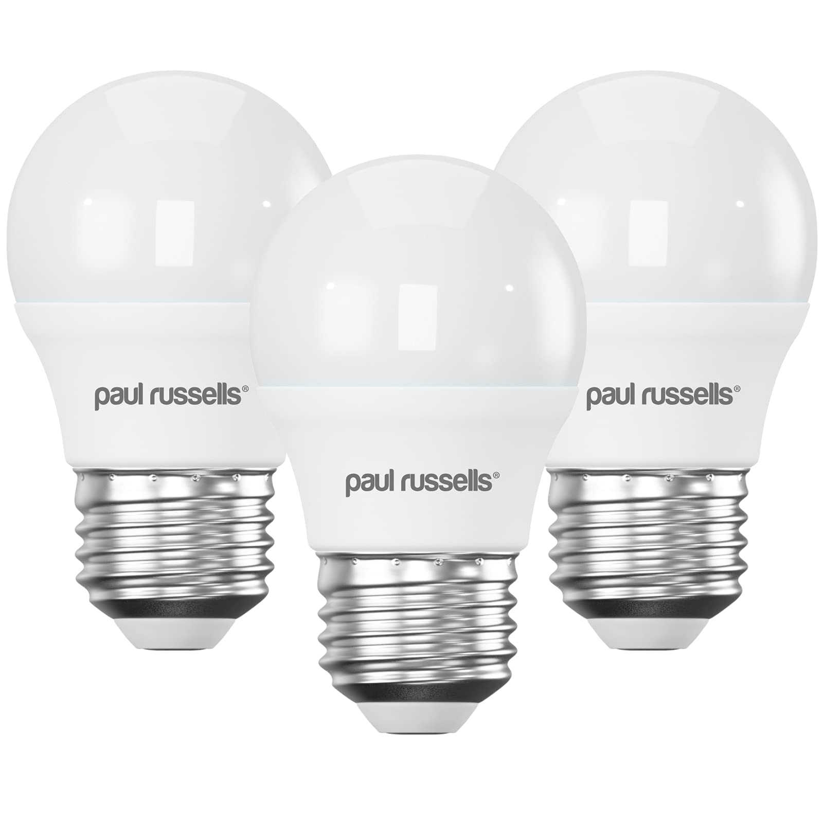 paul russells LED Light Edison Screw E27, 40w Equivalent, 4.9W 470 Lumens LED Bulbs, 6500K Bright Daylight, Mini Globe Frosted G45 ES Golf Ball Energy Saving (Not Dimmable) Lightbulbs, Pack of 3