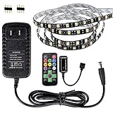 RGB LED Home Theater TV BackLight Kit,eTopxizu 3.28 Ft Black PCB 5050 RGB Waterproof Led Strip for Monitor, Screen, Background Accent Lighting With Power Adapter, Wireless Remote And Connectors