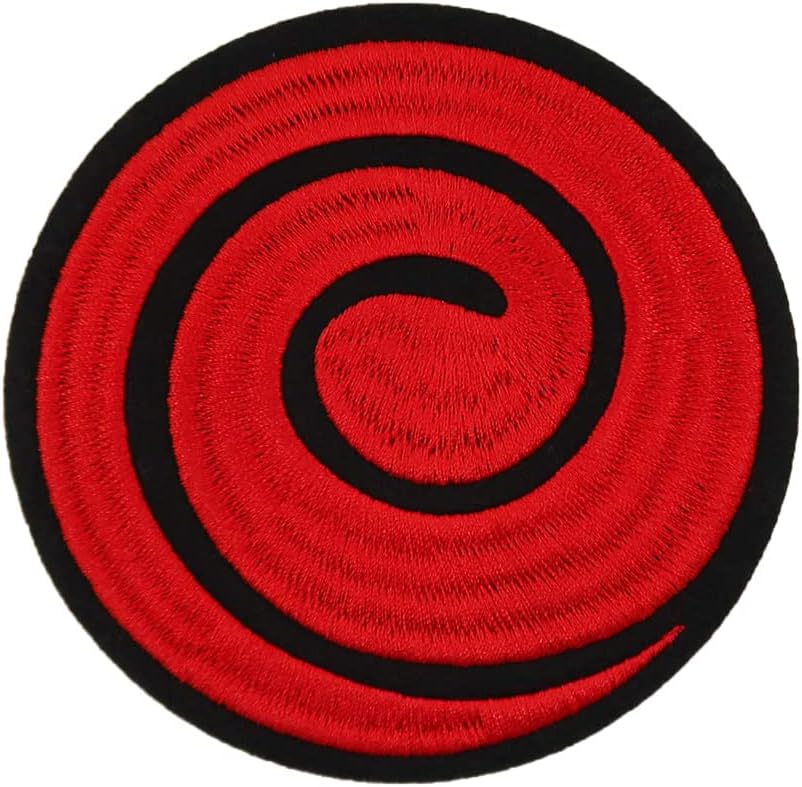 Mixed Media - Red Spiral Japan Anime Halloween Costume DIY Embroidered Anime Patch for Clothes