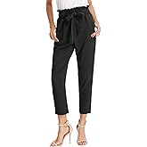 GRACE KARIN Women's Hight Waisted Work Pants Cropped Paper Bag Business Casual Pants with Pockets