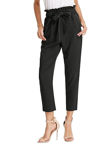 GRACE KARIN Women's Casual Slim Fit Elastic Waist Cropped Pants