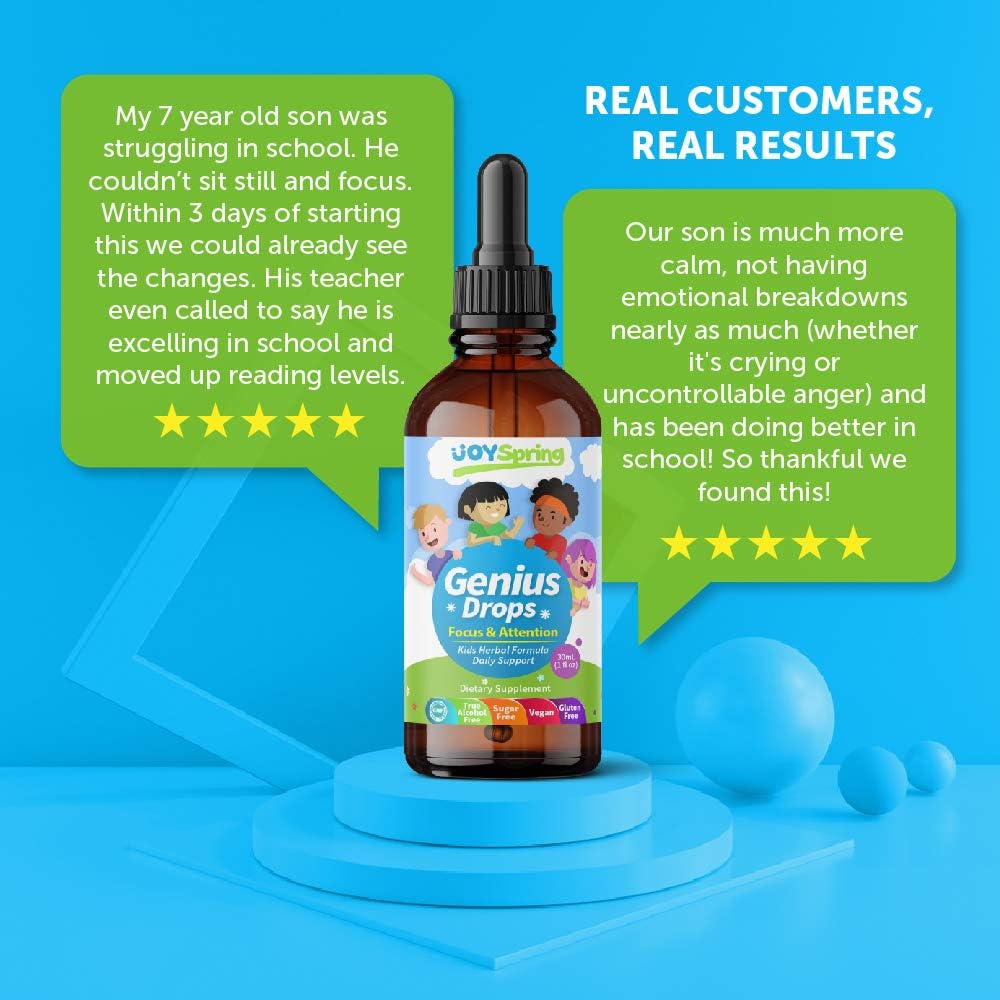 Best Natural Focus Supplement for Kids, Supports Healthy Brain Function to Improve Concentration & Attention for School, Great Tasting Liquid Calming Supplement, Made from 100% Herbs: Health & Personal Care