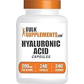 BulkSupplements.com Hyaluronic Acid Capsules - Hyaluronic Acid Supplements, Hyaluronic Acid 200mg - Pure &amp; Gluten Free, 1 Capsule per Serving, 240 Count (Pack of 1)