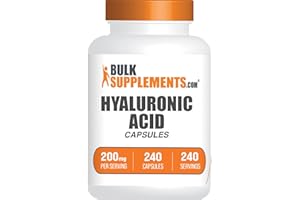 BulkSupplements.com Hyaluronic Acid Capsules - Hyaluronic Acid Supplements, Hyaluronic Acid 200mg - Pure & Gluten Free, 1 Capsule per Serving, 240 Count (Pack of 1)
