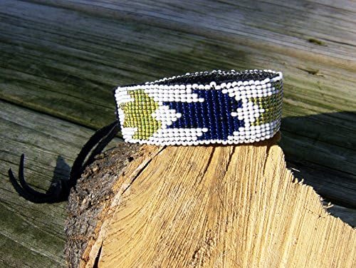 Native American style handmade beaded leather bracelet