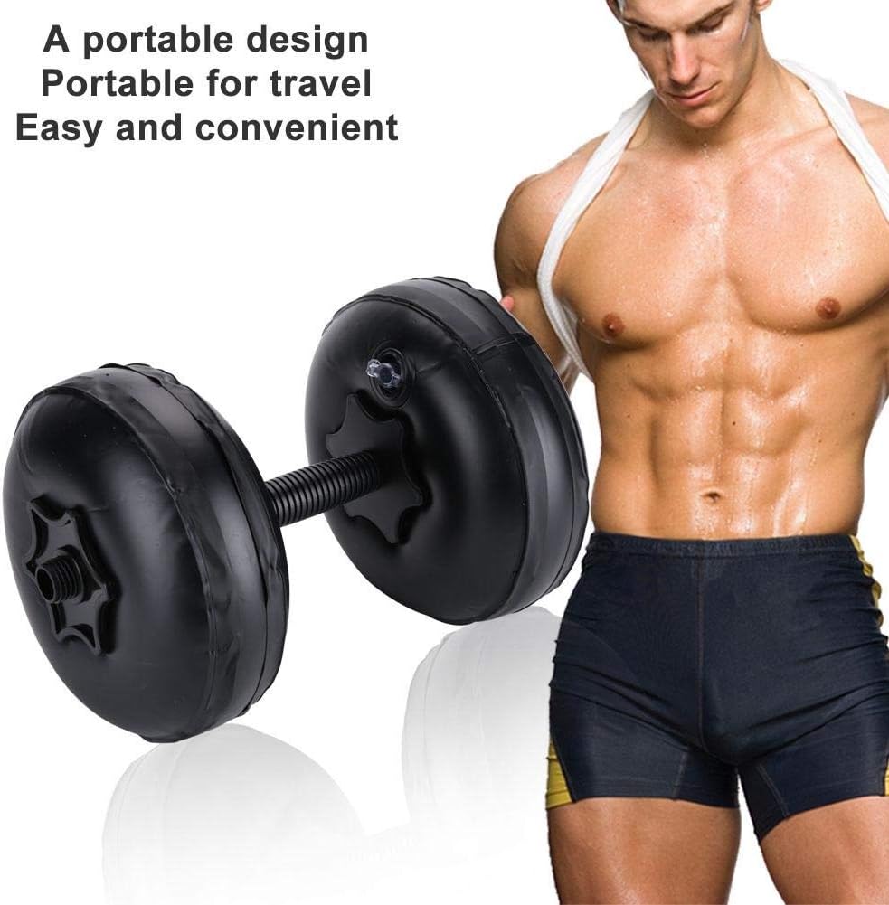 Rockyin Travel Weights Water Filled Dumbbells Set, Adjustable Dumbbell Water-Filled Barbells Equipment (Size : Black 16-20KG)