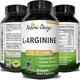 Pure L-Arginine Supplement for Heart Health – Amino Acid Muscle Growth Workout Support Exercise Strength Boost – Best Libido Enhancement – Natural L Arginine Pills for Men & Women by Natures Design