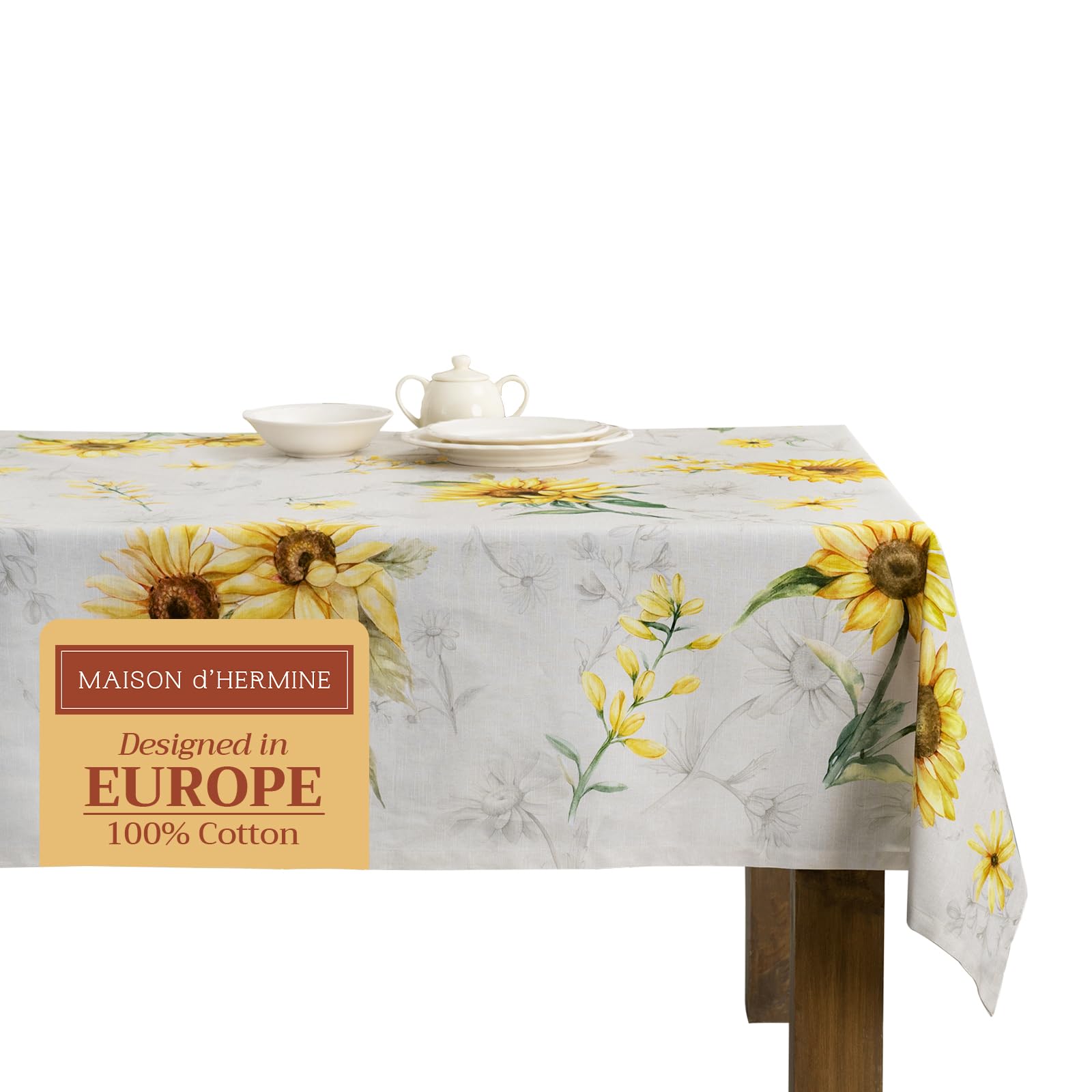 Maison d' Hermine Table Cloth Rectangle Table 100% Cotton 180 cm x 140 cm Tablecloth Reusable Everyday Use for Dining Farmhouse Home Party Festive Gifts for Mothers Day (Candice) — image 1