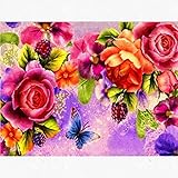 Diamond Painting for Adults by Number Kit Full Drill Round Beads DIY 5D Embroidery Cross Stitch Supply Arts Craft Canvas Wall Decor (Canvas Size: 12'' x 18''/30cm x 40cm) (Roses)