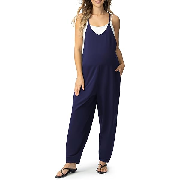 Organic Cotton Maternity Overalls In Navy