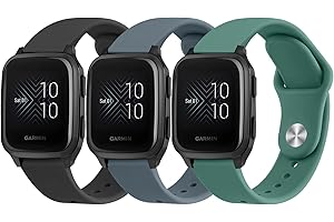 Wanme Bands for Garmin Venu 2 Plus / Venu Sq / Venu / Vivoactive 3 Watch Band Women Men, 3 PACK Soft Silicone Replacement Wristband Sport Strap for Garmin Vivomove Sport, Vivoactive 3 Music, Forerunner 645 / 245 Music Smart Watch