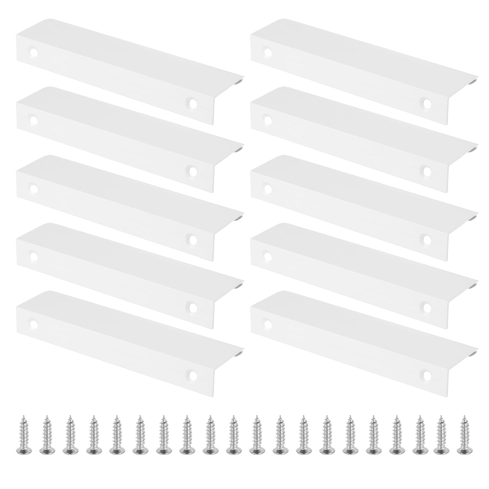 PATIKIL Mount Finger Edge Pull, 10 Pack 120mm/4.72" Aluminum Alloy Concealed Handle Cabinet Edge Pulls with Screws for Home Kitchen Furniture Door Drawer, White