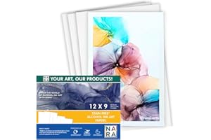 NARA Alcohol Ink Paper | White | 12 inches x 9 inches (12”x9”) | 150 microns/110 GSM | 10 Sheets | Medium Paper | Paper for A