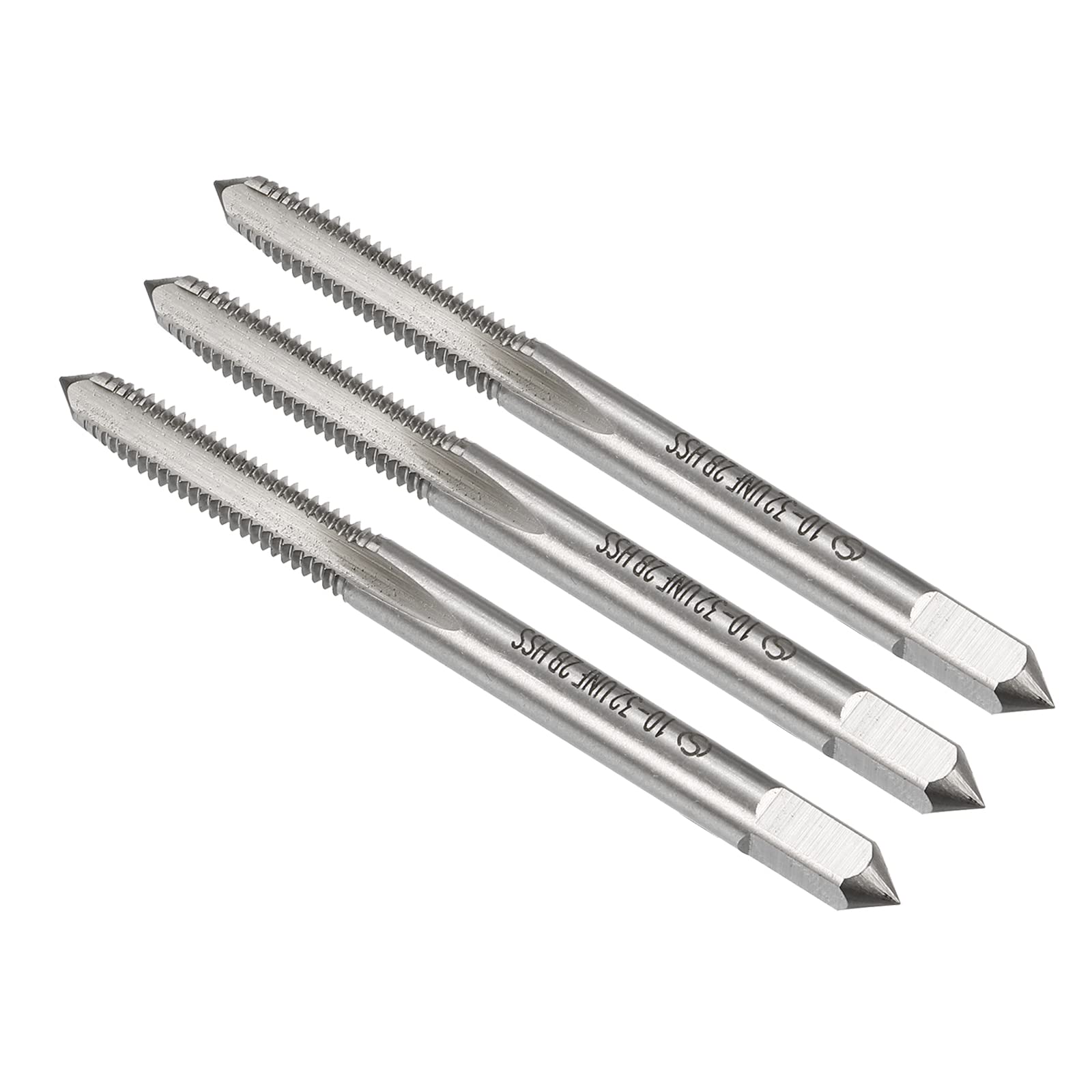 CoCud Thread Milling Taps, 10#-32 UNF Thread H2, High Speed Steel Machine 3 Straight Flutes Screw Threading Tool - (Applications: for Tapping Drilling Machine), 3-Pieces
