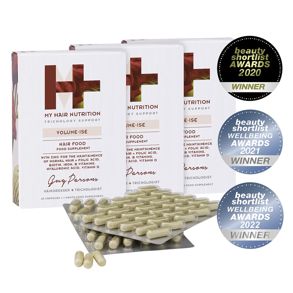 MHD Volume-ISE Biotin Capsules Hair Vitamins | 180 Hair Vitamins for Growth and Hair Loss | Biotin Supplements with Zinc, BVitamins, Collagen & Cysteine | Pack of 180 3 Month Supply