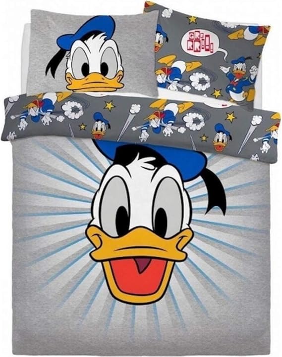 Amazon Co Jp ディズニー Disney オフィシャル商品 子供用 ドナルドダック リバーシブル 掛け布団カバー 枕カバーセット イギリスダブル グレー 服 ファッション小物