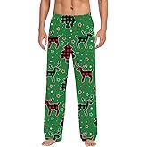 Christmas Pajama Pants for Men Funny Graphic Elastic Waist Pj Bottoms Loose Fit Wide Leg Trousers Fall Winter Clothes
