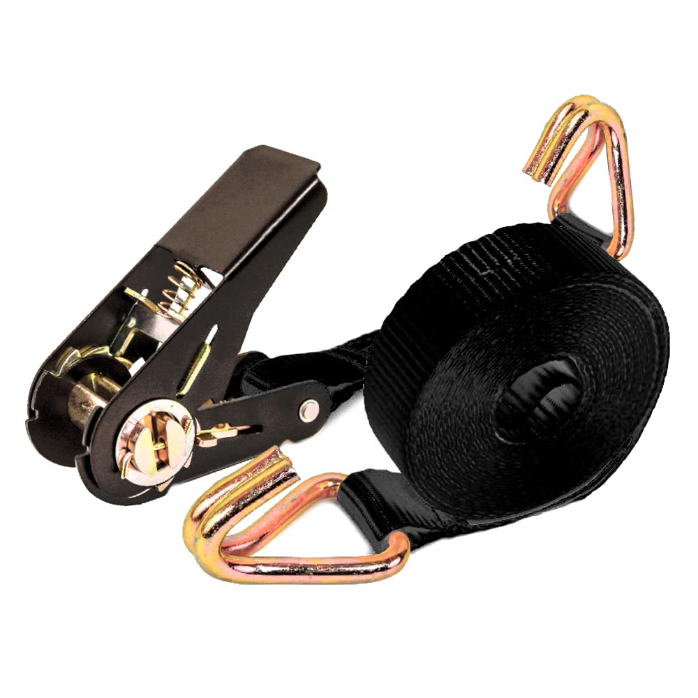 PONSA R25GC BLACK. Ratchet Strap for Moderately Heavy Loads. Real breaking resistance 4400 lb (2000kg) Length 16,4 ft (5 m). 027136025501