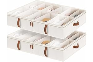 StorageWorks Under Bed Shoe Organizer for Closet, 2-Pack Ultra-thick Fabric Shoe Storage Containers with Bottom Support and A