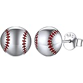 ChicSilver 925 Sterling Silver Stud Earrings Hypoallergenic Baseball/Soccer Earrings Gifts for Women Men Player Fan