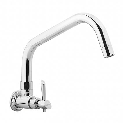 Hindware F110026CP Sink Cock with Extended Swivel Spout (Wall Mounted) (Immacula) with Chrome Finish