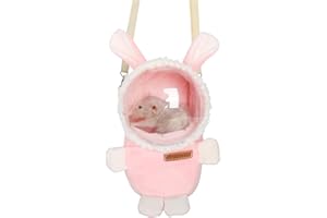 HardcorePet Sugar Glider Bonding Pouch Bonding Pouch Carry for Rat Syrian Hamster Hedgehog Small Pocket Pets, Gerbil Travel Bag Cute Bunny-Shaped Outing Bag with Large Transparent Window（Pink）