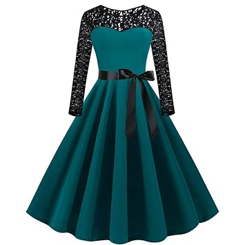 long sleeve 50s swing dress