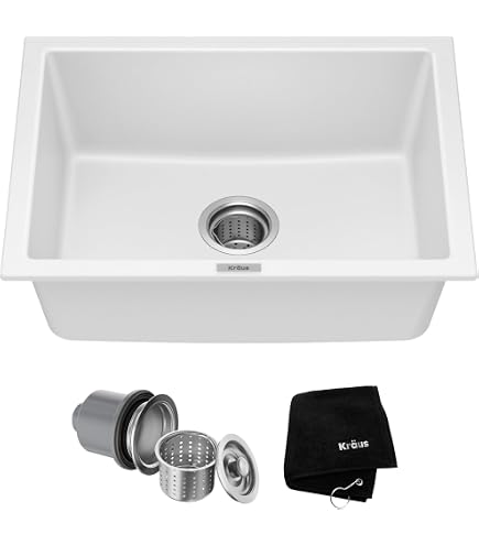 Dcolora 18 Inch Undermount White Single Bowl Kitchen Sink - Granite Composite Wet Bar Sink With Workstation