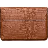 Seanai Crocodile Grain PU Leather Flap Style Bag Compatible for 14-15 inch Laptop or MacBook Air/Pro 2025-2021 M4 M3 M2 M1 A3241 A3114 A2941 A1707, Slim Protective Case with Magnetic Closure, Brown