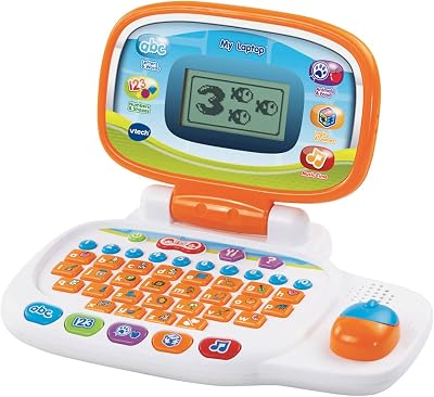 VTech Pre School Laptop 30 Activities 4-Direction Mouse White Orange Kids Toy